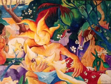 Peinture intitulée "Près de la cascade" par Jsroosenys, Œuvre d'art originale, Acrylique