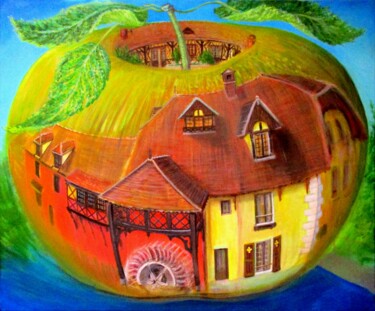 En pommes, le Moulin de Jérôme à Fourges 绘画 标题为“En pommes, le Mouli…” 由Applestrophe, 原创艺术品, 丙烯