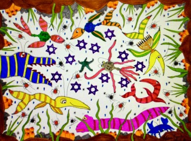 绘画 标题为“Gefilte Fish” 由Adam Kamhi, 原创艺术品, 水彩