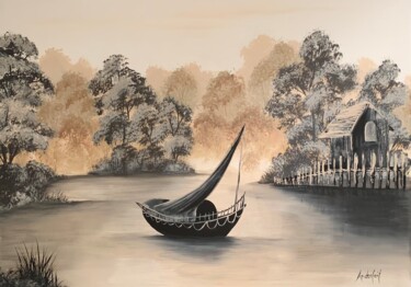 Schilderij getiteld "Boat Trip" door Jasmin Anderleit, Origineel Kunstwerk, Acryl