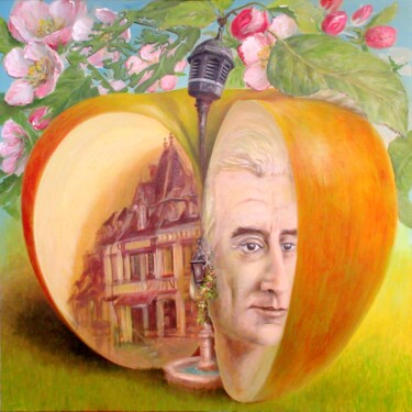 Maurice Ravel en cœur pomme LYONS-LA-FORET Peinture intitulée "Maurice Ravel en cœ…" par Applestrophe, Œuvre d'art originale, Acrylique