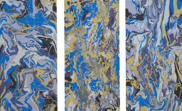 绘画 标题为“Free Flow | 45" x 3…” 由Alexandra Romano, 原创艺术品, 丙烯