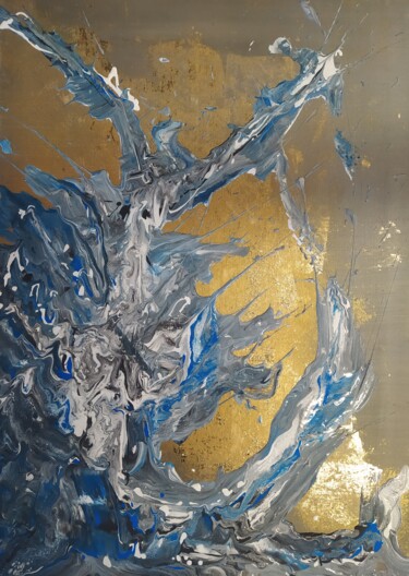 Waves on the Golden Beach Peinture intitulée "Waves on the Golden…" par István Máté (MST), Œuvre d'art originale, Acrylique