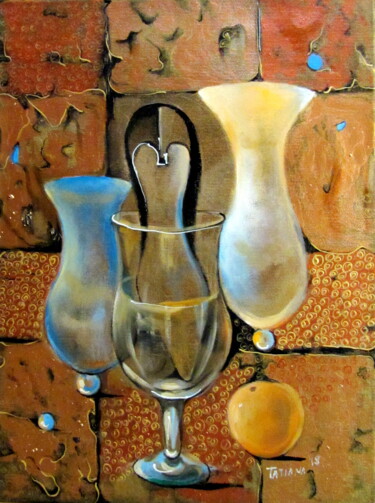 Schilderij getiteld "Still life with a s…" door Tatjana Gurbo, Origineel Kunstwerk, Olie