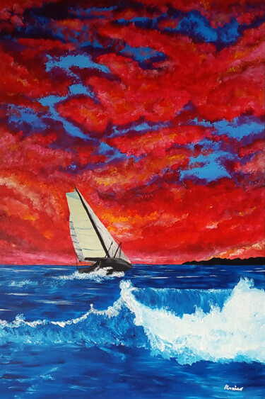 navigando al tramonto "navigando al tramon…" başlıklı Tablo Enrico Torricelli tarafından, Orijinal sanat, Akrilik Ahşap Sedye çerçevesi üzerine mo…