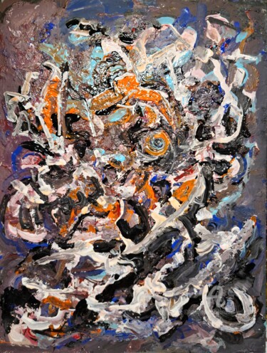 Painting titled "Dimorphos" by Andrew Walaszek, Original Artwork, Acrylic Mounted on Cardboard
