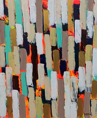 Peinture intitulée "Pluie de liberté 3" par Delphine Dessein, Œuvre d'art originale, Acrylique
