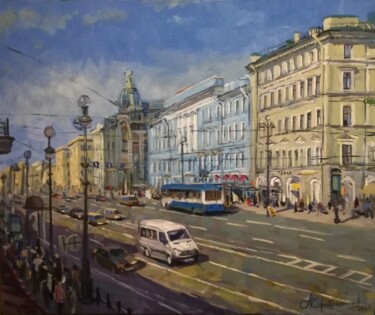 Pittura intitolato "Невский проспект" da Aleksey Korabelnikov, Opera d'arte originale, Tempera