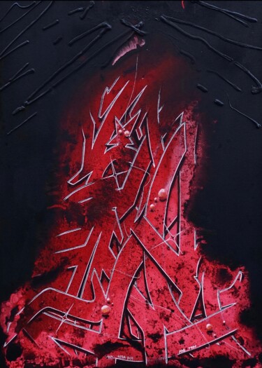 Pittura intitolato "Red volcan" da Kesa Graffiti, Opera d'arte originale, Acrilico