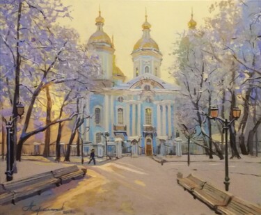 Зимнее утро у Морского собора Pittura intitolato "Зимнее утро у Морск…" da Aleksey Korabelnikov, Opera d'arte originale, Tempera