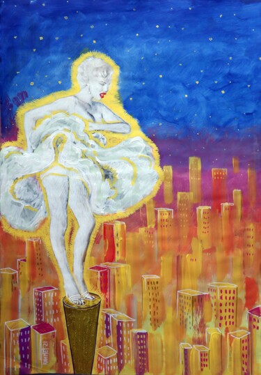 绘画 标题为“MERILIN MONROE OVER…” 由Rakhmet Redzhepov, 原创艺术品, 丙烯