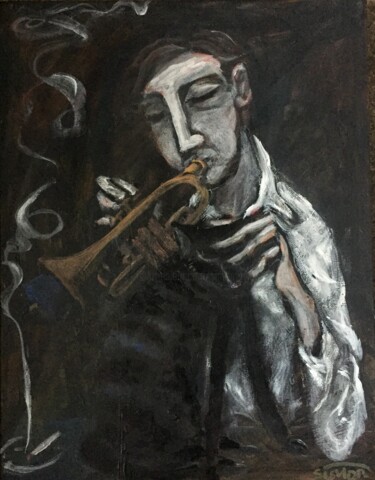 Peinture intitulée "cat & cornet" par Simon Taylor, Œuvre d'art originale, Acrylique