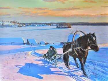 С зимней рыбалки Pittura intitolato "С зимней рыбалки" da Aleksey Korabelnikov, Opera d'arte originale, Acrilico