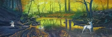 Peinture intitulée "Le jardin des elfes" par Mikel Richard (Mik'Art), Œuvre d'art originale, Acrylique