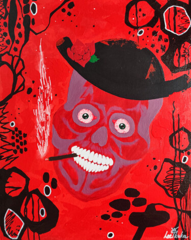 BUENOS DIAS AMIGO - red, skull, dead, Halloween, Mexico Картина под названием "BUENOS DIAS AMIGO -…" - Leetruka, Подлинное произведение искусства, Акрил