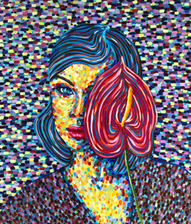 Cosmic flower Painting titled "Cosmic flower" by Yana Shapoval, Original Artwork, Oil