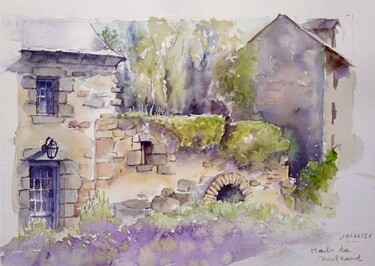 Peinture intitulée "Croquis- Le Moulin…" par Alice Quillévéré, Œuvre d'art originale, Aquarelle