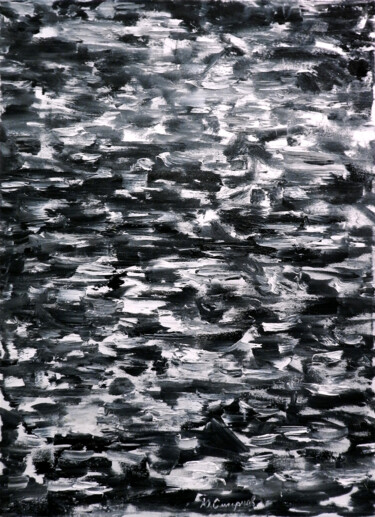 绘画 标题为“Black and white” 由Yury Smirnov, 原创艺术品, 油 安装在木质担架架上
