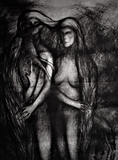 RAIN Drawing titled "RAIN" by Joseph Urie, Original Artwork, Charcoal