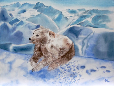 Aquarelle originale et unique, intitulée: Le Pyrénéen Peinture intitulée "Aquarelle originale…" par Isabelle Redonnet, Œuvre d'art originale, Aquarelle