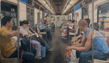 Vagón de metro Pintura titulada "Vagón de metro" por Juan Álvarez Cebrián, Obra de arte original, Oleo Montado en Bastidor de camilla de ma…