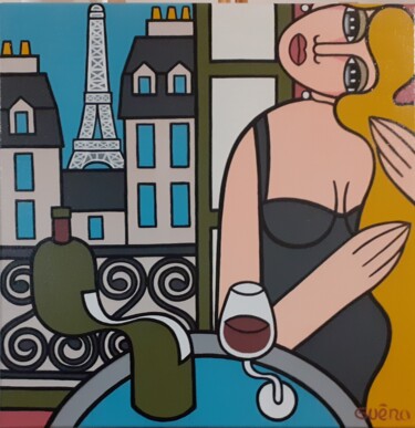 Paris,Bordeaux et tour Eiffel Peinture intitulée "Paris,Bordeaux et t…" par Guena, Œuvre d'art originale, Acrylique Monté sur artwork_cat.