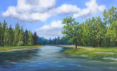 Peinture intitulée "Sommer Fluß" par Olga Hanns (O. Hanns), Œuvre d'art originale, Huile