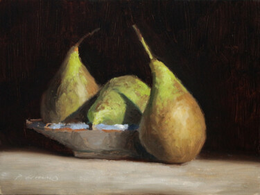 Peinture intitulée "Poires Conférence" par Pascal Giroud, Œuvre d'art originale, Huile