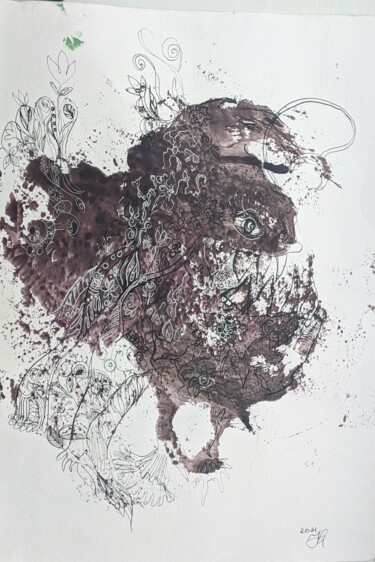 Malerei mit dem Titel "happy" von Irina Kindritska, Original-Kunstwerk, Gel Stift