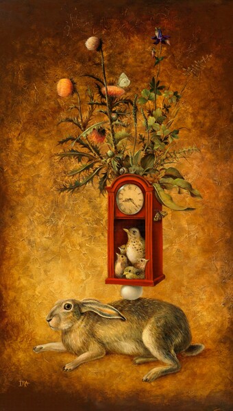 Pyramid with Hare. Print on canvas 50 cm. 印花与版画 标题为“Pyramid with Hare.…” 由Irena Aizen, 原创艺术品, 数字打印 安装在木质担架架上