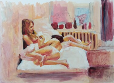 제목이 "Nü yatak"인 미술작품 Muzaffer Bulut로, 원작, 기름