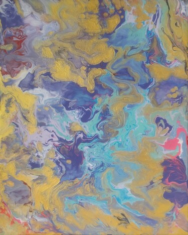 绘画 标题为“Exotic Violet” 由Vafa Majidli, 原创艺术品, 丙烯 安装在木质担架架上