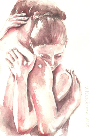 ABBRACCIO 1 / HUG 1 Pintura intitulada "ABBRACCIO 1 / HUG 1" por Vittoriana Mascheroni, Obras de arte originais, Aquarela