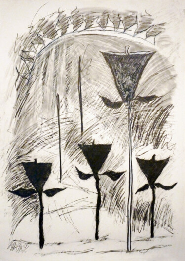 Drawing titled "floral 3 study" by Robert Winslow, Original Artwork, Graphite