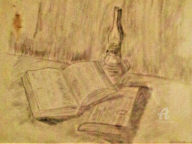 Dessin intitulée "Lecture d' autrefoi…" par Roberto Urbano, Œuvre d'art originale, Crayon