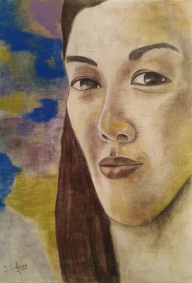 Malerei mit dem Titel "Aysegül" von Jana Scherer, Original-Kunstwerk, Pastell