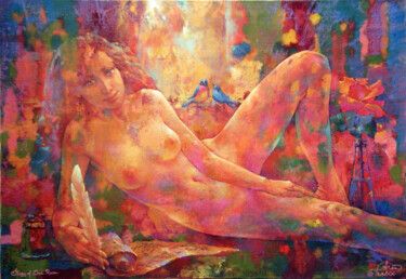 Story of One Rose Peinture intitulée "Story of One Rose" par Valeriy Kot, Œuvre d'art originale, Huile