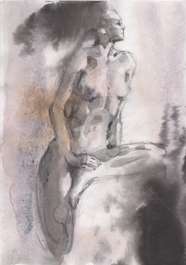 图画 标题为“Nude art 2021/11/1” 由Samira Yanushkova, 原创艺术品, 木炭