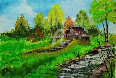 Painting titled "Nature" by Afzal Shaikh, Original Artwork, Acrylic