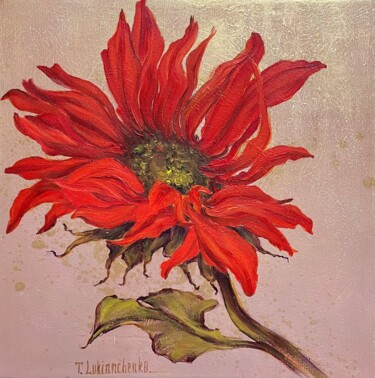 Ζωγραφική με τίτλο "Red sunflower" από Tetiana Lukianchenko, Αυθεντικά έργα τέχνης, Ακρυλικό