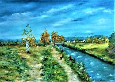 Malarstwo zatytułowany „la campagne” autorstwa Claude Gobalian, Oryginalna praca, Olej