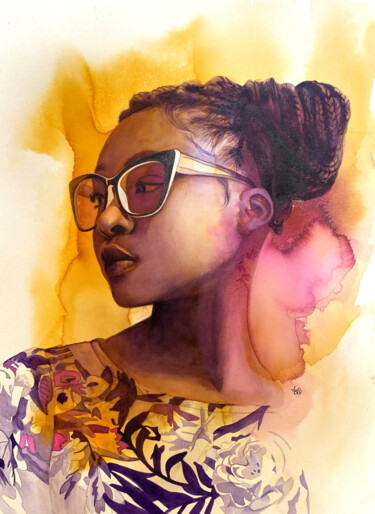 Peinture intitulée "Orange mood" par Madeline Berger (MadB), Œuvre d'art originale, Aquarelle