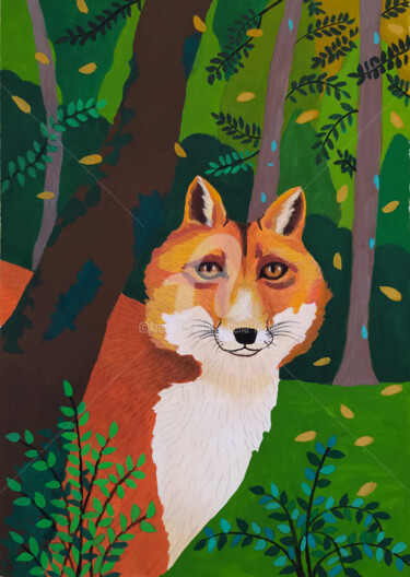绘画 标题为“le renard” 由Amena Nathan, 原创艺术品, 水粉