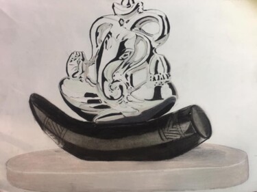 图画 标题为“Glass Ganesha” 由Gaurav Gupta, 原创艺术品, 石墨
