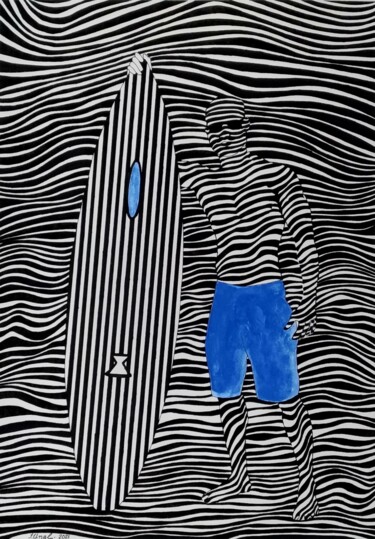 제목이 "Surfer in blue shor…"인 그림 Ibrahim Unal로, 원작, 잉크