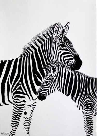 图画 标题为“Zebra 2” 由Ibrahim Unal, 原创艺术品, 标记
