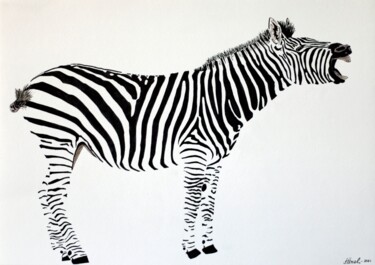 图画 标题为“Zebra 4” 由Ibrahim Unal, 原创艺术品, 标记
