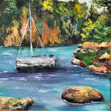 Paysage contemporain│ peinture d'intérieur Картина под названием "Paysage contemporai…" - Elizaveta Pastushchak, Подлинное произведение искусства, Масло