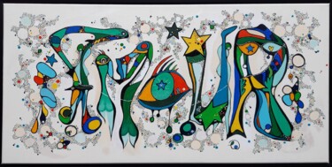 Painting titled "AMOR" by Lucile Plancke Delassus, Original Artwork, Acrylic Mounted on Wood Stretcher frame