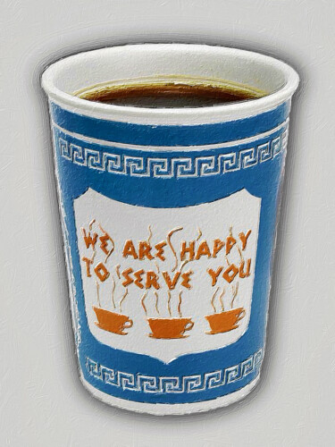 绘画 标题为“Greek Go Cup Pop Co…” 由Tony Rubino, 原创艺术品, 丙烯 安装在木质担架架上